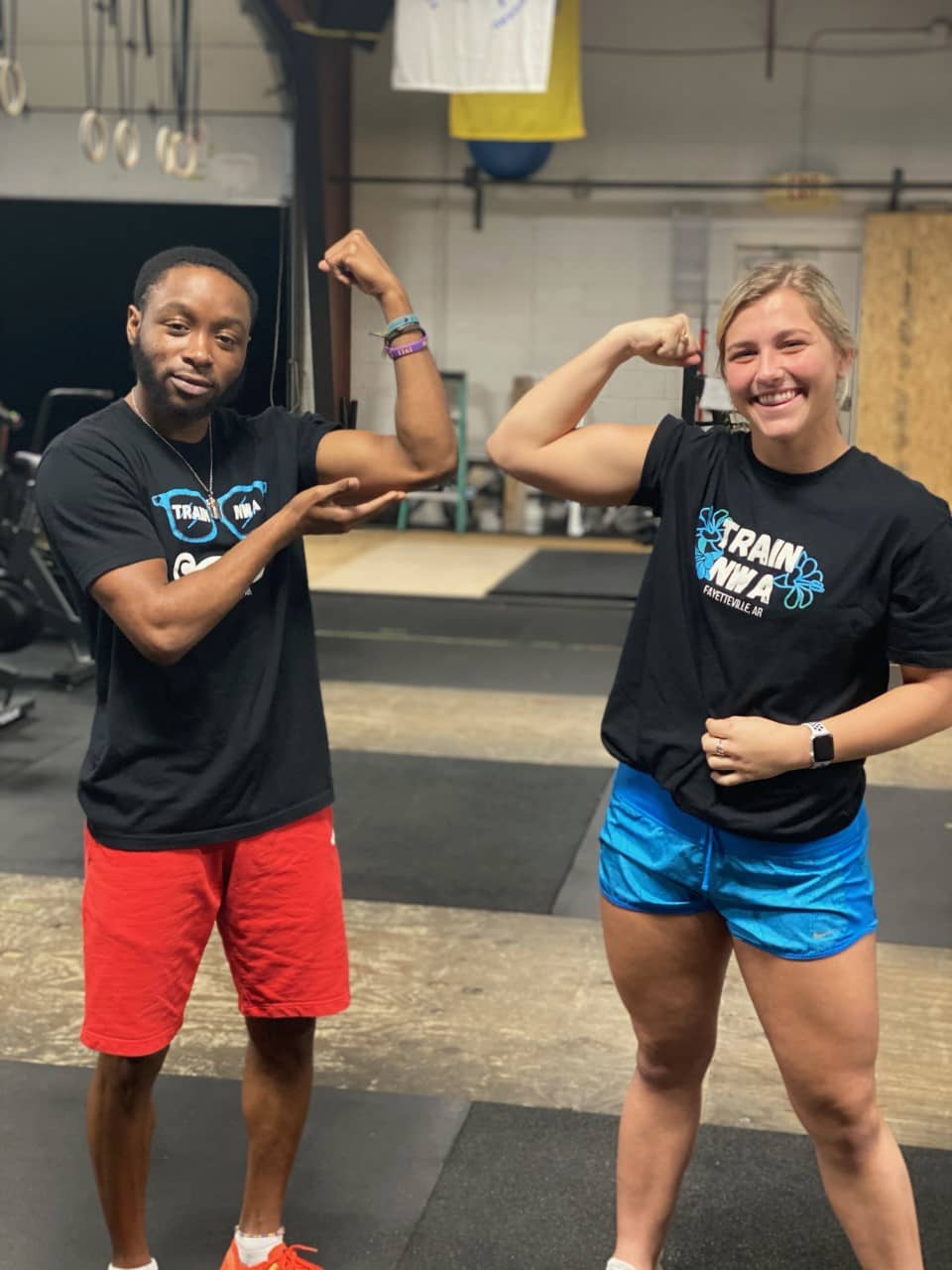 Frenklyn Piggie and Victoria Needels work as strength and conditioning interns at Train NWA in Fayetteville.